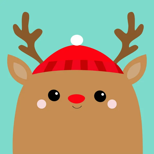 Raindeer 뿔입니다 즐거운 성탄절 받으세요 귀여운 귀여운 캐릭터입니다 디자인입니다 안녕하세요 — 스톡 벡터