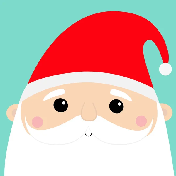 Père Noël Visage Tête Icône Ensemble Joyeux Noël Nouvel Chapeau — Image vectorielle