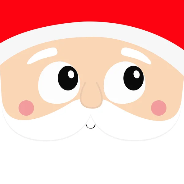 Santa Claus Square Head Face Icon Beard Moustaches White Eyebrows — Stock Vector