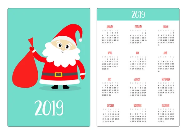 Père Noël Sac Cadeau Chapeau Rouge Mise Page Calendrier Poche — Image vectorielle