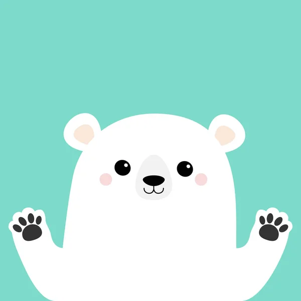 Weißer Eisbär Hält Hände Pfotenabdruck Niedliche Karikatur Lustige Kawaii Baby — Stockvektor