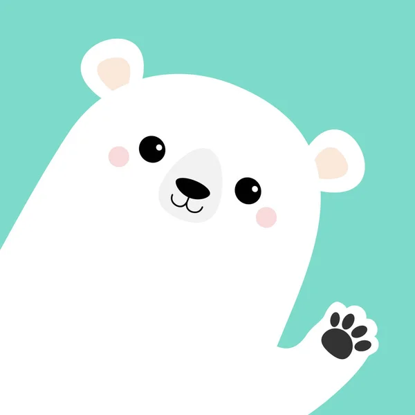 Gran Oso Polar Blanco Agitando Huella Pata Mano Lindo Personaje — Archivo Imágenes Vectoriales