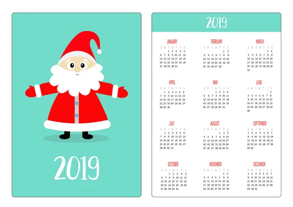 Санта Клаус Красная Шляпа Карманный Календарь 2019 Новый Год Вертикальное — стоковый вектор