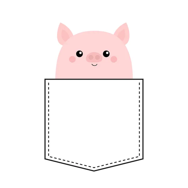 Niedlichen Schweinegesicht Kopf Der Tasche Zeichentricktiere Schweinchen Charakter Bindestrich Tiersammlung — Stockvektor