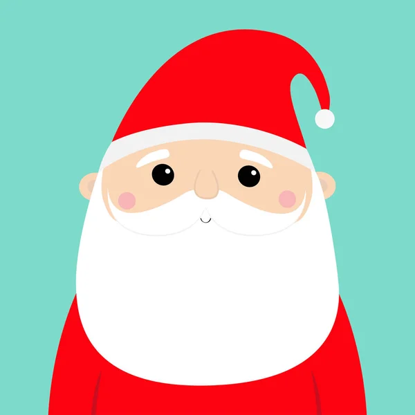 Père Noël Visage Tête Icône Joyeux Noël Nouvel Chapeau Rouge — Image vectorielle