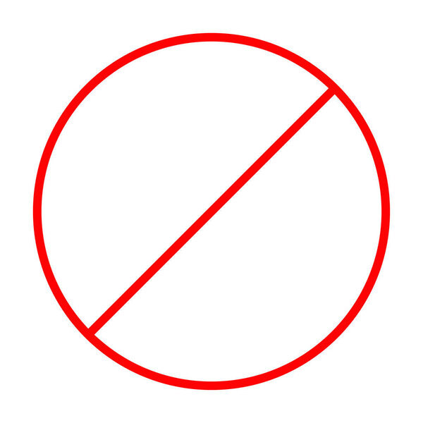 Запрет нет символа. Красный круглый предупреждающий знак. Плоский дизайн. Шаблон. Белый фон. Изолирована. Векторная иллюстрация
