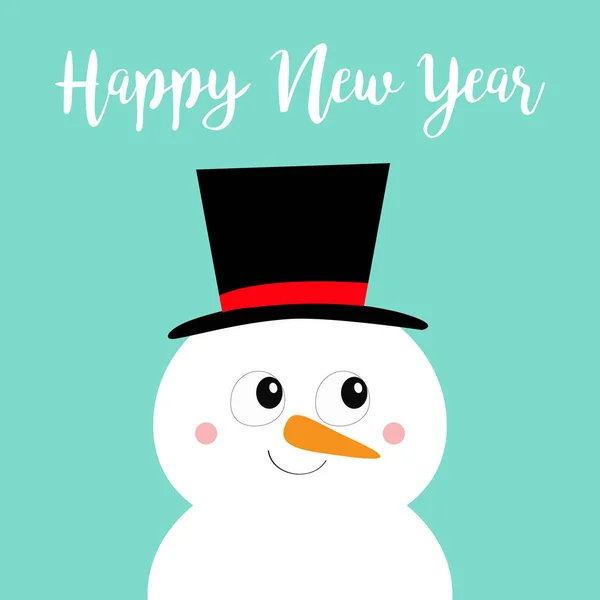 Новым Годом Голова Снеговика Морковный Нос Черная Шляпа Счастливого Рождества — стоковый вектор