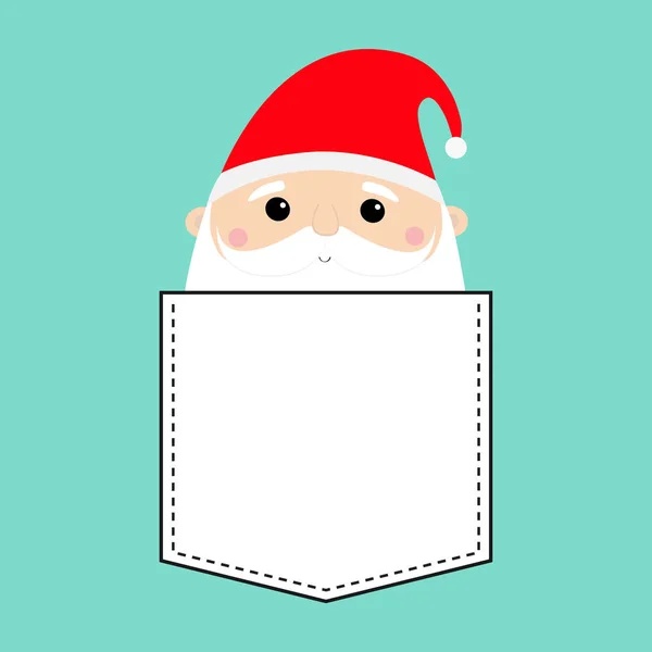 Santa Claus Cara Icono Cabeza Bolsillo Camiseta Feliz Navidad Año — Archivo Imágenes Vectoriales