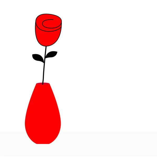 Çiçek Çiçek Vazo Pot Simgesi Yükseldi Mutlu Sevgililer Günü Aşk — Stok Vektör