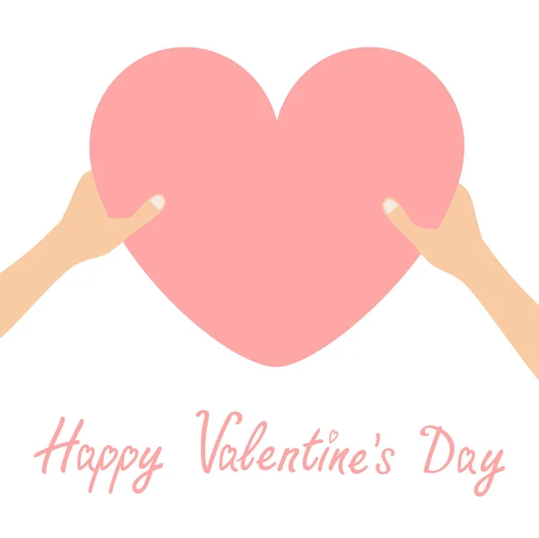 Happy Valentines Day Handen Armen Houden Van Roze Hart Pictogram — Stockvector