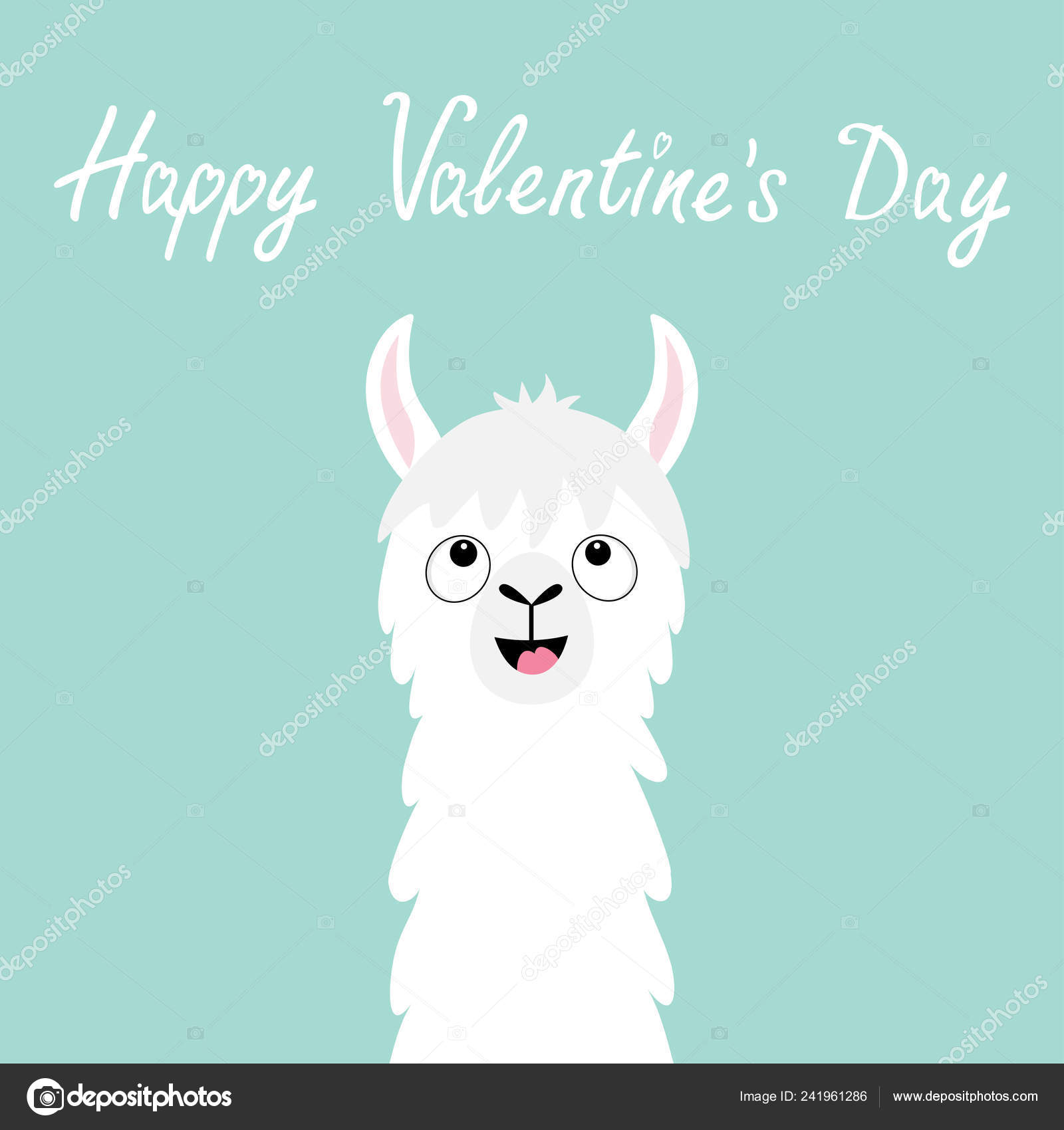 Joyeuse Saint Valentin Lama Alpaga Visage Animal Levant Les Yeux Image Vectorielle Par Worldofvector C Illustration