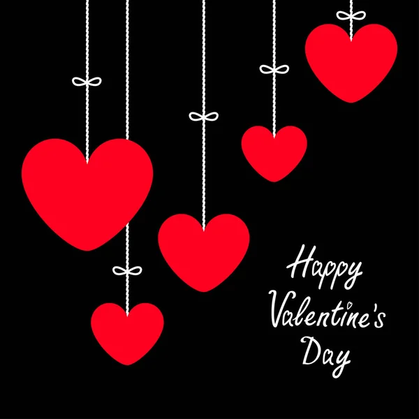 Happy Valentines Day Teken Symbool Rood Hart Pictogramserie Opknoping Dash — Stockvector