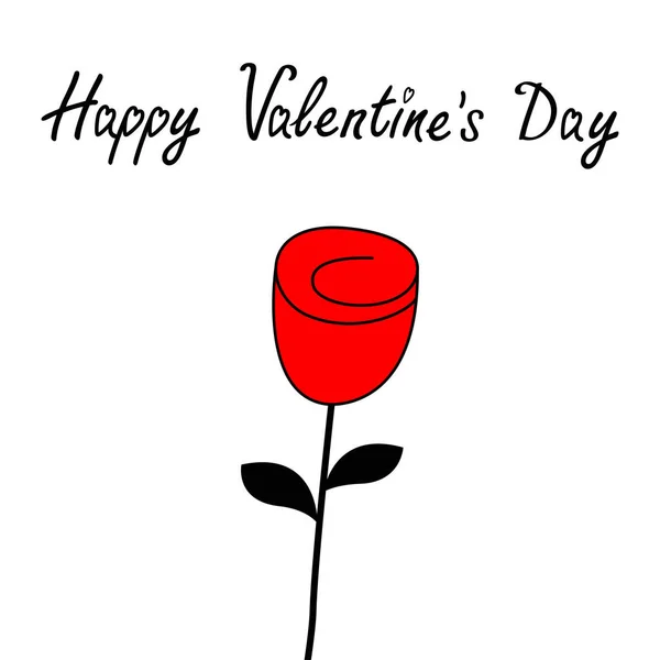 Happy Ημέρα Του Αγίου Βαλεντίνου Τριαντάφυλλο Λουλούδι Ανθίσει Εικονίδιο Ευχετήρια — Διανυσματικό Αρχείο