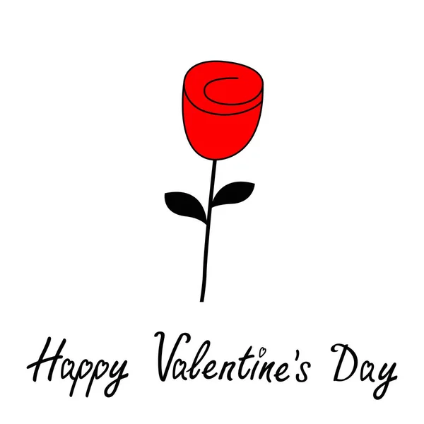 Happy Ημέρα Του Αγίου Βαλεντίνου Τριαντάφυλλο Λουλούδι Ανθίσει Εικονίδιο Ευχετήρια — Διανυσματικό Αρχείο