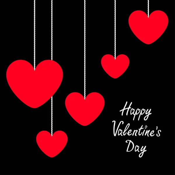 Fröhliche Valentinstag Zeichen Symbol Rotes Herzsymbol Gesetzt Hängepartie Niedliches Grafisches — Stockvektor
