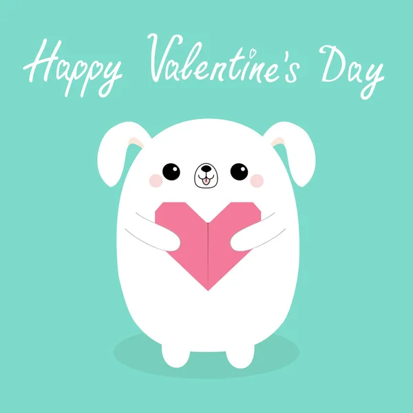 Feliz Día San Valentín Cara Cachorro Blanco Bebé Perro Cabeza — Archivo Imágenes Vectoriales