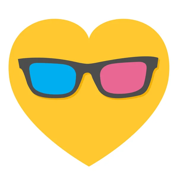 Glasses Icon Heart Shape Love Movie Cinema Flat Design Style — Stock Vector