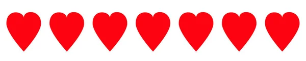 赤いハートのアイコン セット行 ボーダー柄 愛の標識記号です 幸せなバレンタインデー フラットなデザイン 白い背景 分離されました ベクトル図 — ストックベクタ