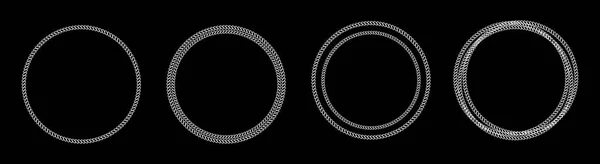 Круглая Цепочка Обрамляет Икону Эффект Контура Чёрный Фон Изолирована Векторная — стоковый вектор