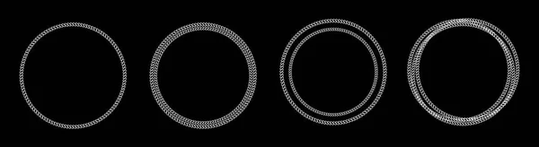 Runde Abstrakte Kettenrahmensymbole Setzen Linie Umrisseffekt Schwarzer Hintergrund Vereinzelt Flache — Stockvektor