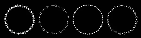 Κύκλος Γύρος Πλαισίων Στεφάνι Εικονίδιο Ορισμός Γραμμής Μαργαρίτα Λουλούδι Αστέρι — Διανυσματικό Αρχείο