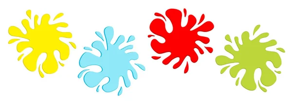 Farbenfrohe Blot Splash Symbolreihe Tintenklecks Flache Bauweise Weißer Hintergrund Vereinzelt — Stockvektor