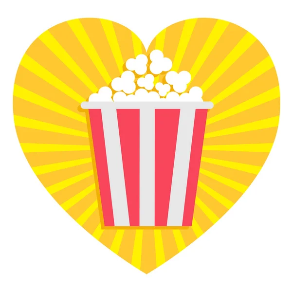 Popcorn Heart Shape Love Movie Cinema Icon Flat Design Style — Stock Vector