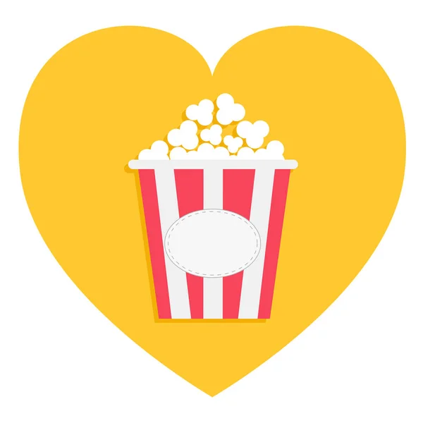 Popcorn Dialogowe Ikonę Czerwony Pasek Żółty Kształt Serca Uwielbiam Film — Wektor stockowy