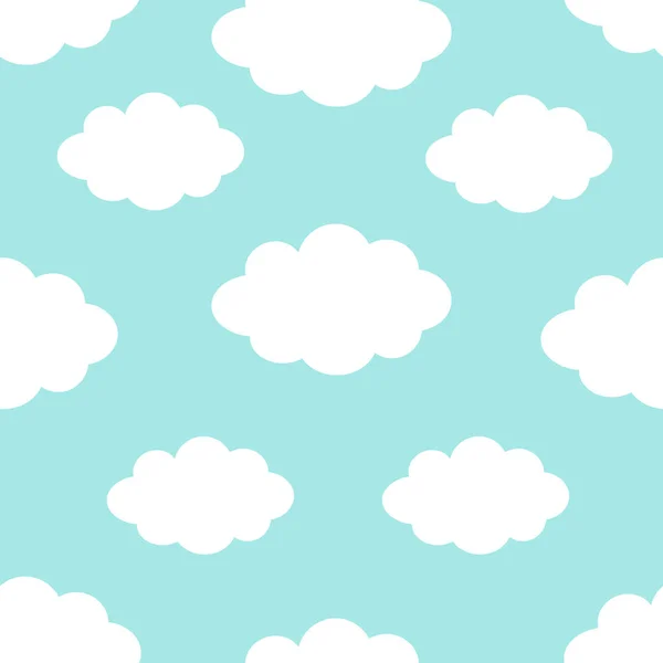 Seamless Pattern. Cloud in the sky. Cute cartoon kawaii funny baby kids decor. Wrapping paper, textile template. Nursery decoration. Blue background. Flat design — Stock Vector