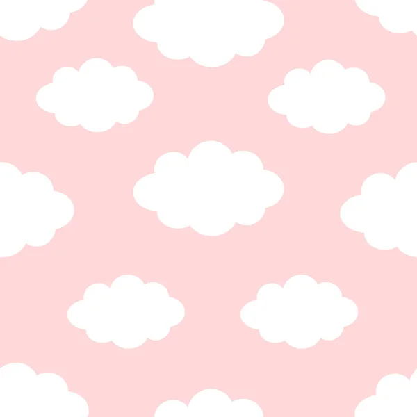 Seamless Pattern. Cloud in the sky. Cute cartoon kawaii funny baby kids decor. Wrapping paper, textile template. Nursery decoration. Pink background. Flat design — Stock Vector