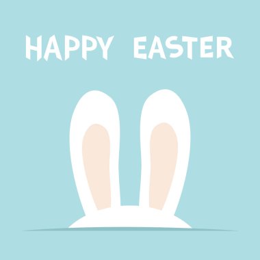 Mutlu paskalyalar. Tavşan tavşan kulakları. Baş yüz gizli. Sevimli çizgi kawaii komik bebek karakter. Çiftlik hayvanı. Mavi pastel renkli. Düz tasarım