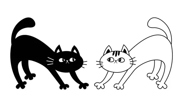 Arte de linha de casal de gatos para colorir página esboço desenhado à mão  de gato casal de gatos esboço desenho de gato