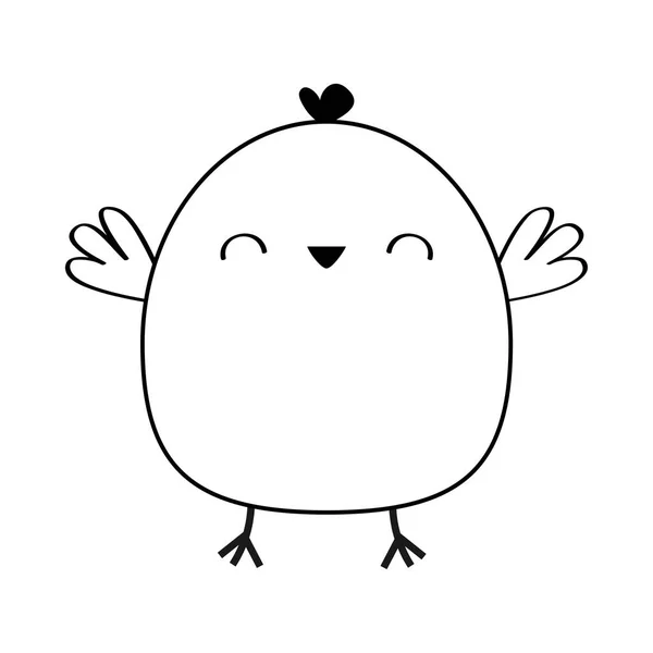 Pollo cabeza de pájaro cara icono de línea. Esbozo lineal de Doodle. Silueta de contorno negro. Lindo personaje de dibujos animados kawaii bebé divertido. Feliz Pascua. Diseño plano. Tarjeta de felicitación. Fondo blanco . — Archivo Imágenes Vectoriales