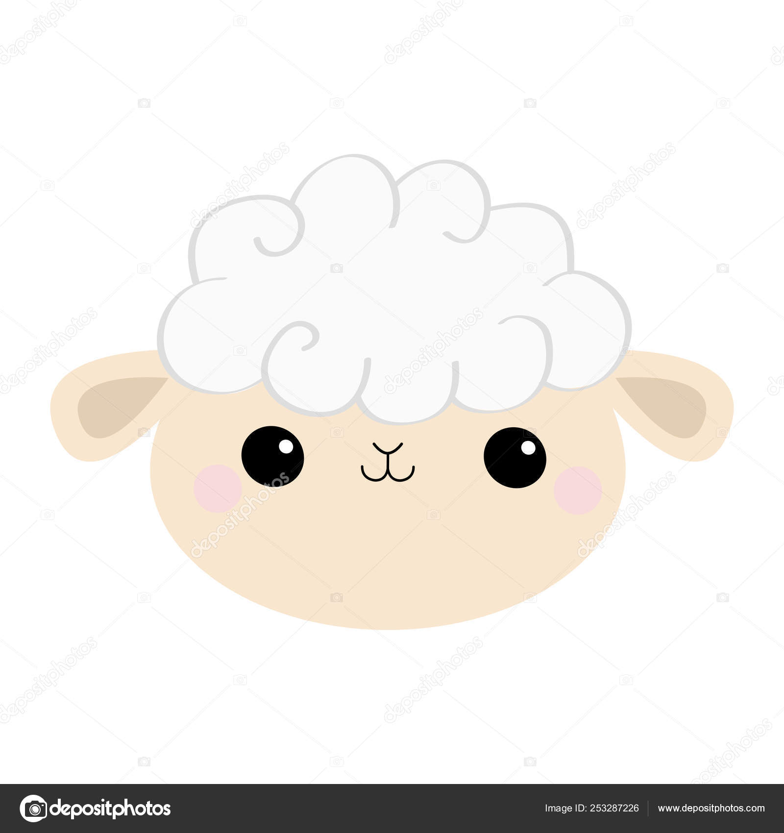 Sheep lamb face head round icon. Cloud shape. Cute cartoon kawaii funny  smiling baby character. Nursery decoration. Sweet dreams. Flat design.  White background. Isolated. Stock Vector Image by ©worldofvector #253287226
