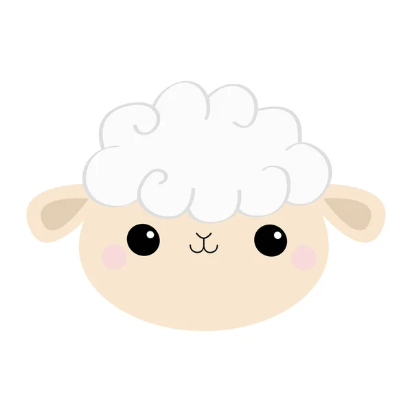 Cara de cordeiro de ovelha ícone redondo. Forma de nuvem. Bonito desenho animado kawaii engraçado sorrindo personagem do bebê. Decoração de berçário. Bons sonhos. Design plano. Fundo branco. Isolados . — Vetor de Stock