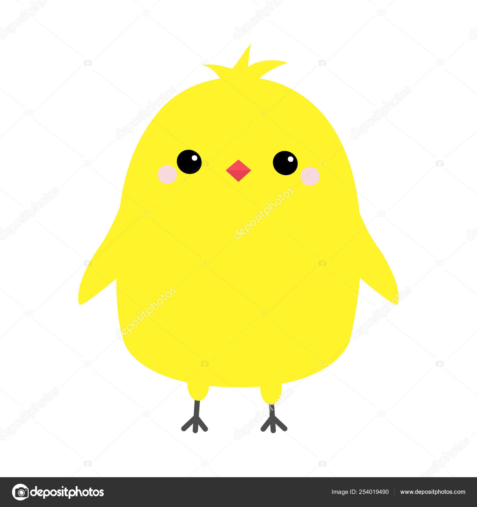 Chicken bird. Happy Easter. Cute cartoon funny kawaii baby chick character.  Flat design. Greeting card. Yellow color. White background. Isolated. Stock  Vector Image by ©worldofvector #254019490