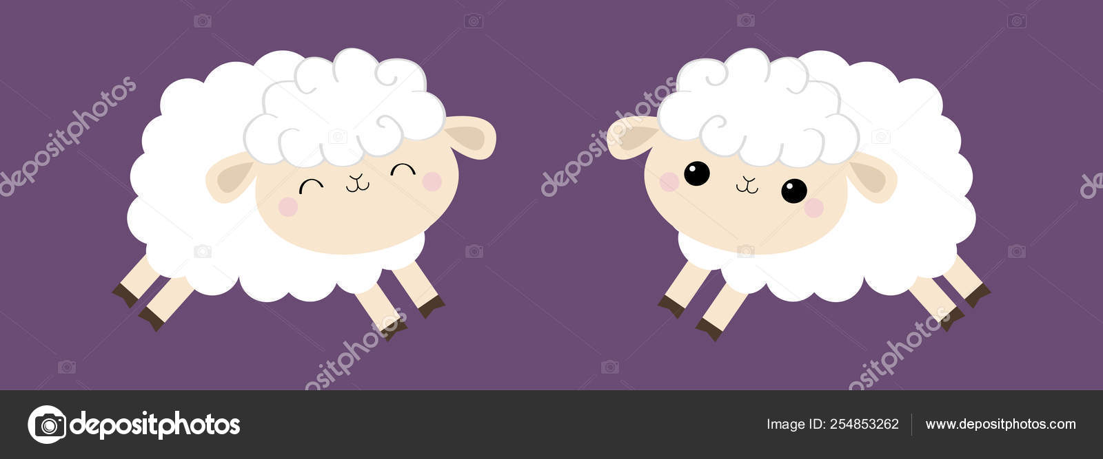 Sheep lamb icon set. Cloud shape. Jumping animal. Cute cartoon kawaii funny  smiling baby character. Nursery decoration. Sweet dreams. kids print. Flat  design. Violet background. Isolated. Stock Vector Image by ©worldofvector  #254853262