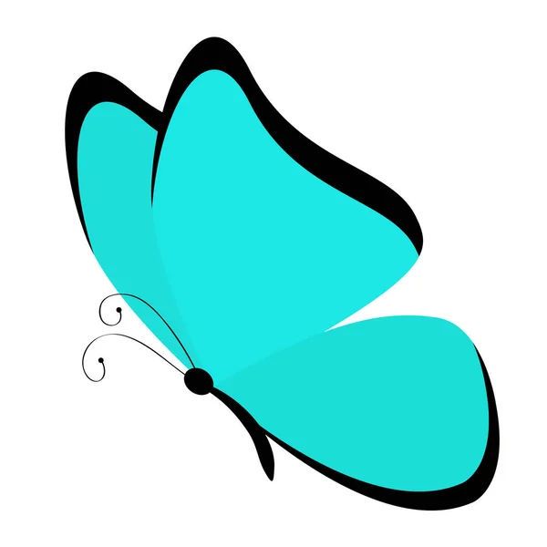 Schmetterlingsikone. niedlichen Karikatur kawaii lustige Figur. farbenfrohe blaue Flügel. morpho didius. Fliegende Insektensilhouette. flache Bauweise. Babyclipkunst. weißer Hintergrund. isoliert — Stockvektor