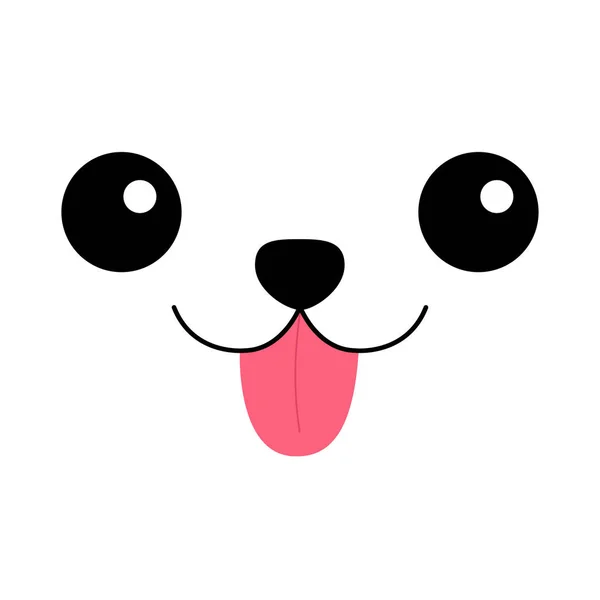 Σκύλος χαρούμενο τετράγωνο πρόσωπο εικονίδιο κεφαλής. Ροζ γλώσσα έξω. Σιλουέτα γραμμής περιγράμματος. Αστείος μικρός σκύλος. Χαριτωμένο χαρακτήρα καρτούν κουτάβι. Ένα ζώο με χαριτωμένο. Ευχετήρια κάρτα αγάπης. Επίπεδη σχεδίαση. Παιδικό φόντο. Απομονωμένες. — Διανυσματικό Αρχείο