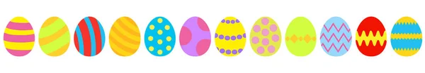 Easter Egg set lijn. Kleurrijke eieren shell. Decoratie element. Platte ontwerp. Witte achtergrond. Geïsoleerd. — Stockvector