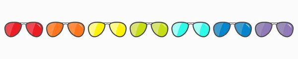 Gafas de sol línea de conjunto icono. Set de gafas con lentes de arco iris. Elemento de moda. Señal LGBT. Símbolo de bandera gay. Diseño plano. Lindo fondo blanco. Aislado . — Archivo Imágenes Vectoriales