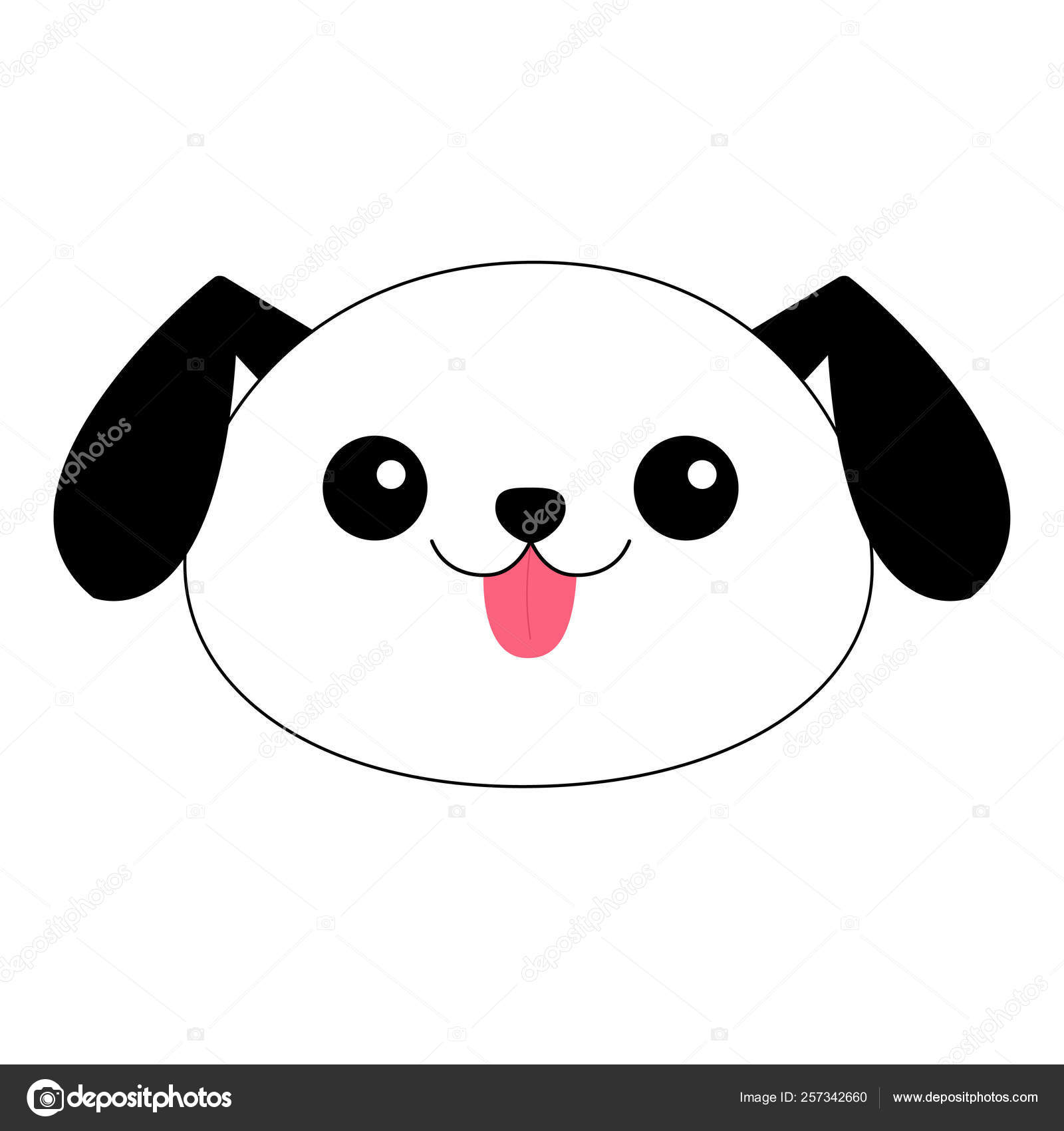 Silhueta de panda de desenho animado em estilo simples e plano