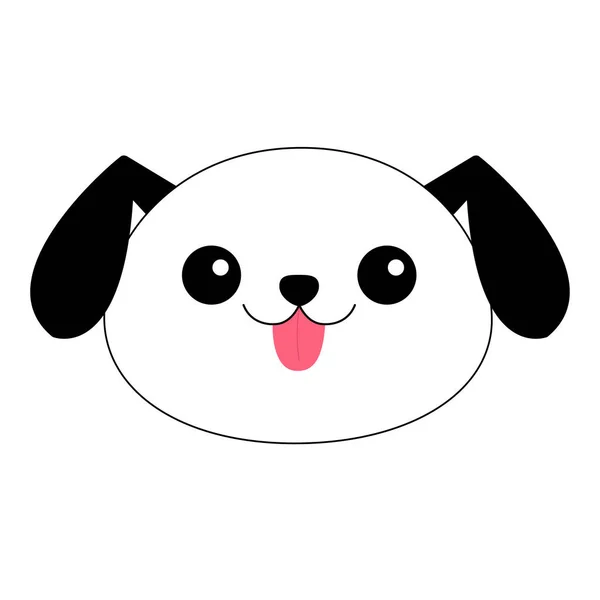 Hond contourlijn ronde hoofd gezicht silhouet. Doodle lineaire schets. Schattige cartoon Pooch karakter. Kawaii dier. Grappige Baby Puppy. Liefde wenskaart platte ontwerp witte achtergrond geïsoleerd. — Stockvector