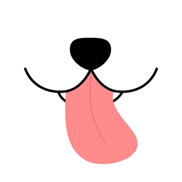 Собачий нос. Розовый язык. Счастливая квадратная икона головы. Силуэт контурной линии. Забавный пёсик. Симпатичный мультяшный щеночек. Кавайское животное. Люблю поздравительные открытки. Плоский дизайн. Детский фон . — стоковый вектор