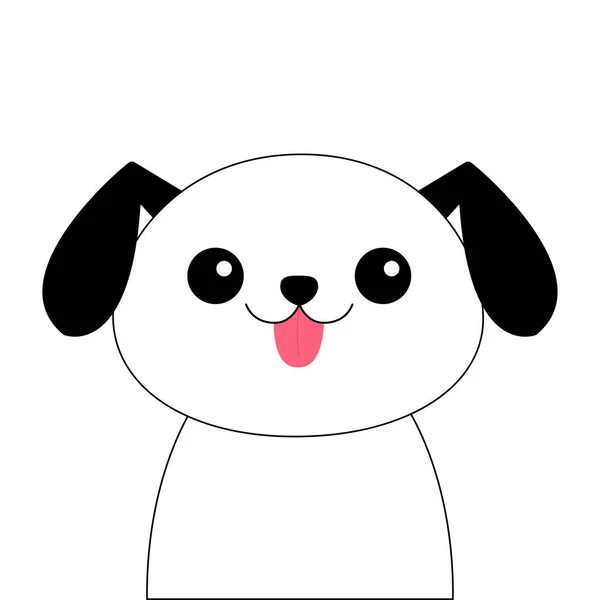 Köpek kontur hattı baş yüz silueti. Doodle doğrusal çizim. Sevimli karikatür pooch karakter. Kawaii hayvanı. Komik yavru köpek yavrusu. Love Tebrik kartı Düz tasarım Beyaz arka plan İzole. — Stok Vektör