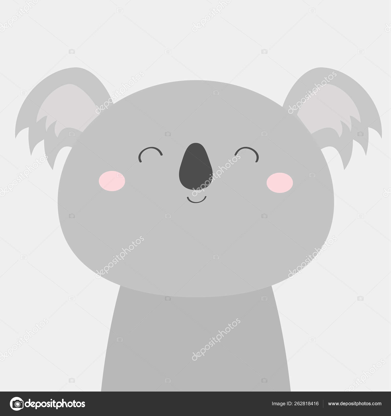 Koala Bear Face Head Icon Kawaii Animal Cute Cartoon Character Funny Baby With Eyes Nose Ears Kids Print Love Greeting Card Flat Design White Background Isolated Stock Vector Image By C Worldofvector