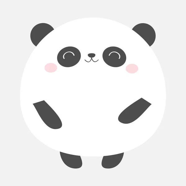 Panda Bear rund ikon. Svart och vitt. Kawaii djur. Söt tecknad karaktär. Funny baby ansikte med ögon, näsa, öron. Kids Print. Kärlek gratulationskort. Platt design. Grå bakgrund. Isolerade. — Stock vektor