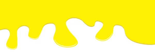 Flujo de pintura gotas de color amarillo. Diseño plano. Fondo blanco. Aislado . — Archivo Imágenes Vectoriales