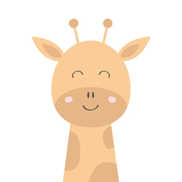 Girafa fata cap pictograma. Animalul Kawaii. Drăguţ personaj de desene animate. Copil amuzant cu ochi, nas, urechi, gât. Copii printează. Felicitări de dragoste. Design plat. Fundal alb. Izolat . — Vector de stoc