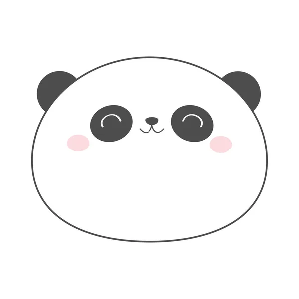 Panda bear round face head sketch line icon. Kawaii animal. Cute cartoon character. Funny baby with eyes, nose, ears. Kids print. Love Greeting card. Flat design. White background. Isolated. — Stock Vector
